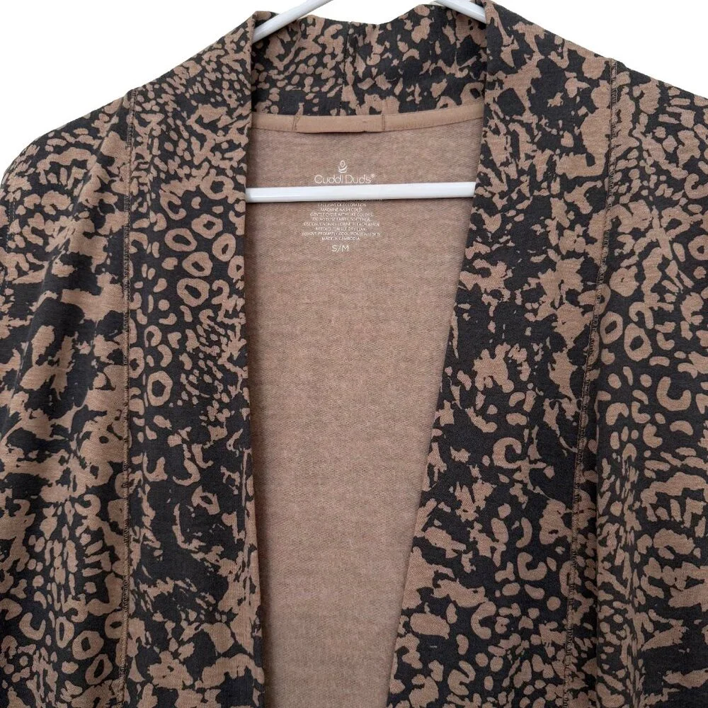 Cuddl Duds Womens Longline Animal Print Vest Size S/M Open Front Layer Lagenlook